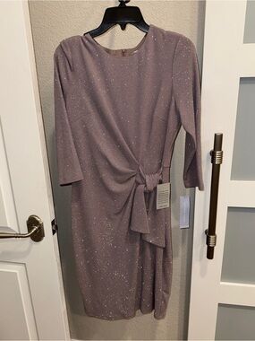Sparkle Tie-Waist Midi Dress - Dusty Mauve, NWT, sz 6